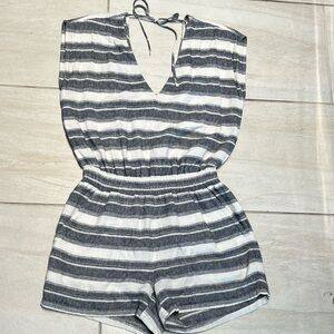 LOFT linen stripe romper